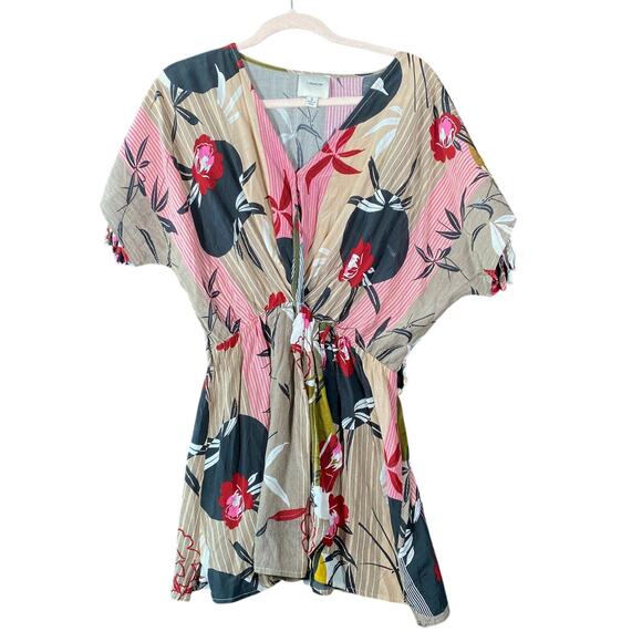 I. Madeline Womens Dress Multicolored Floral V Neck Flowy Short Sleeve Small - Picture 1 of 10
